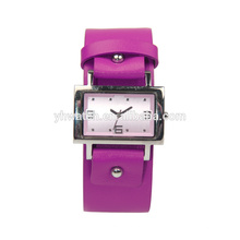 Fashion Women Geneva Roman Watch Lady Purple PU strap Analog Quartz Wrist Watch